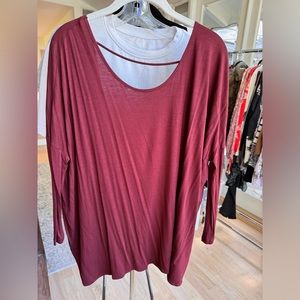 Burgundy loose fitting jersey knit top
